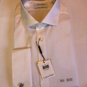 NWT Calvin Klein Men's White French Cuff Shirt